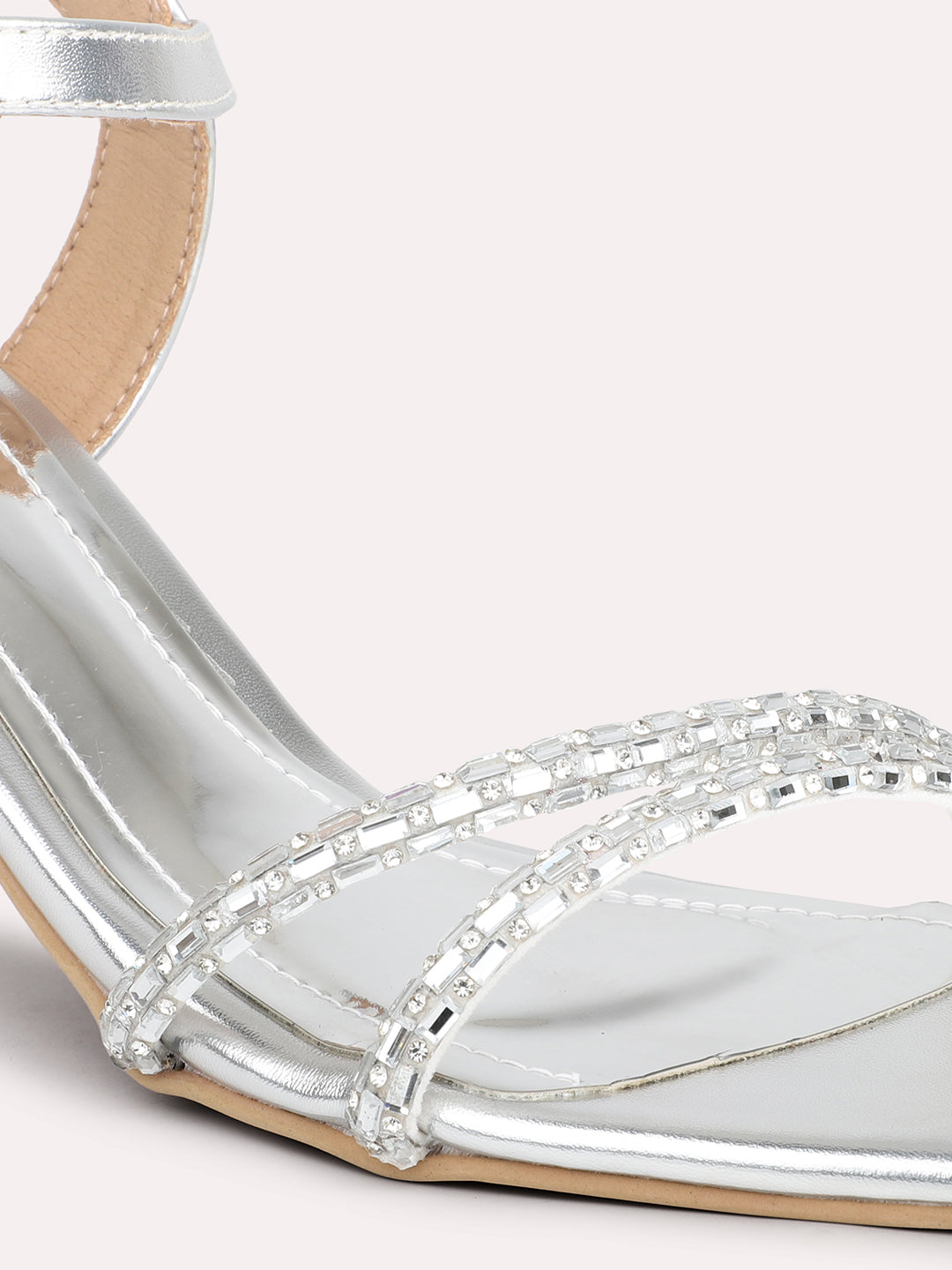 Women Silver Embellished Stiletto Heels