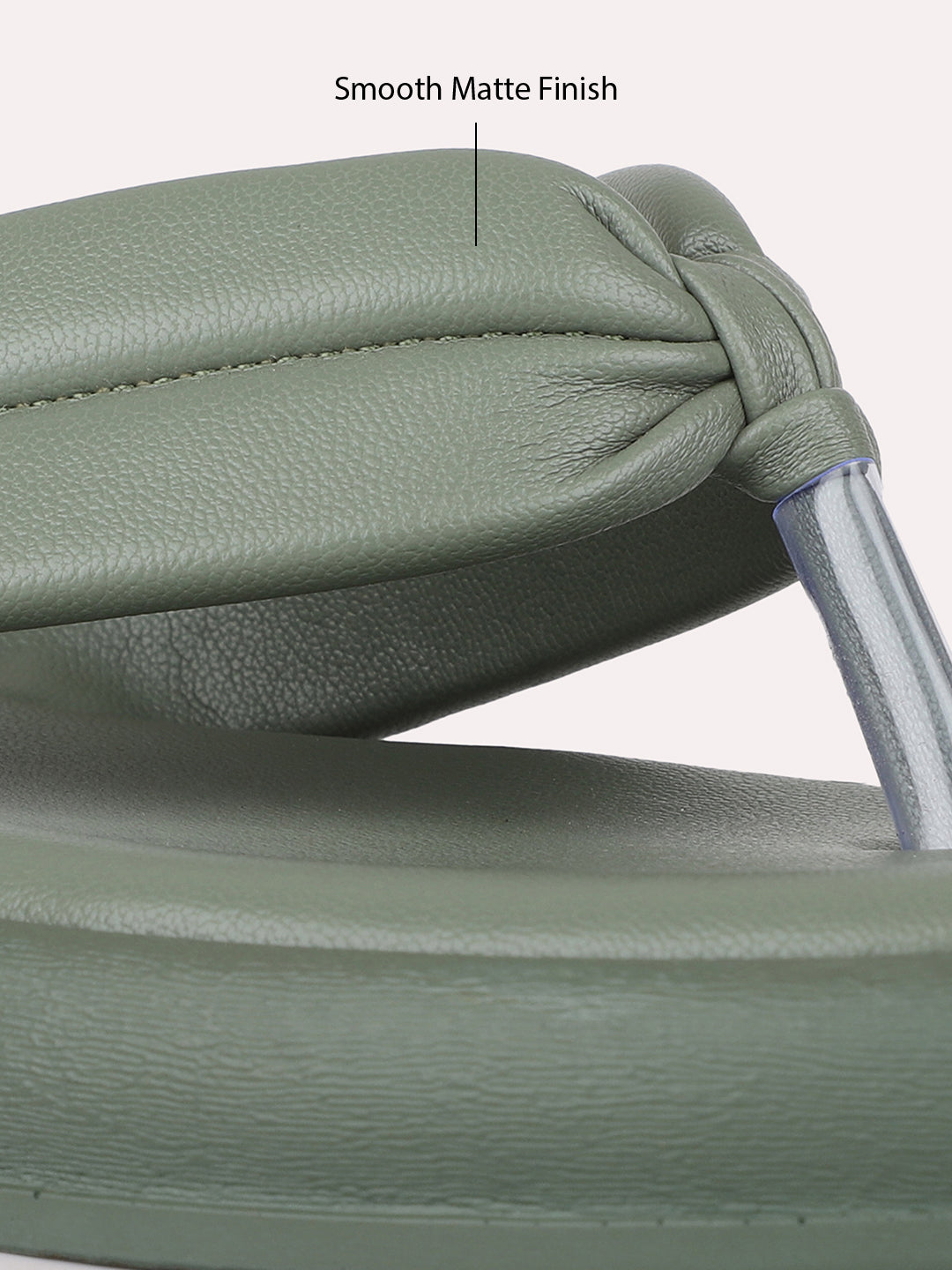 Womens Green Casual Solid T-Strap Flats