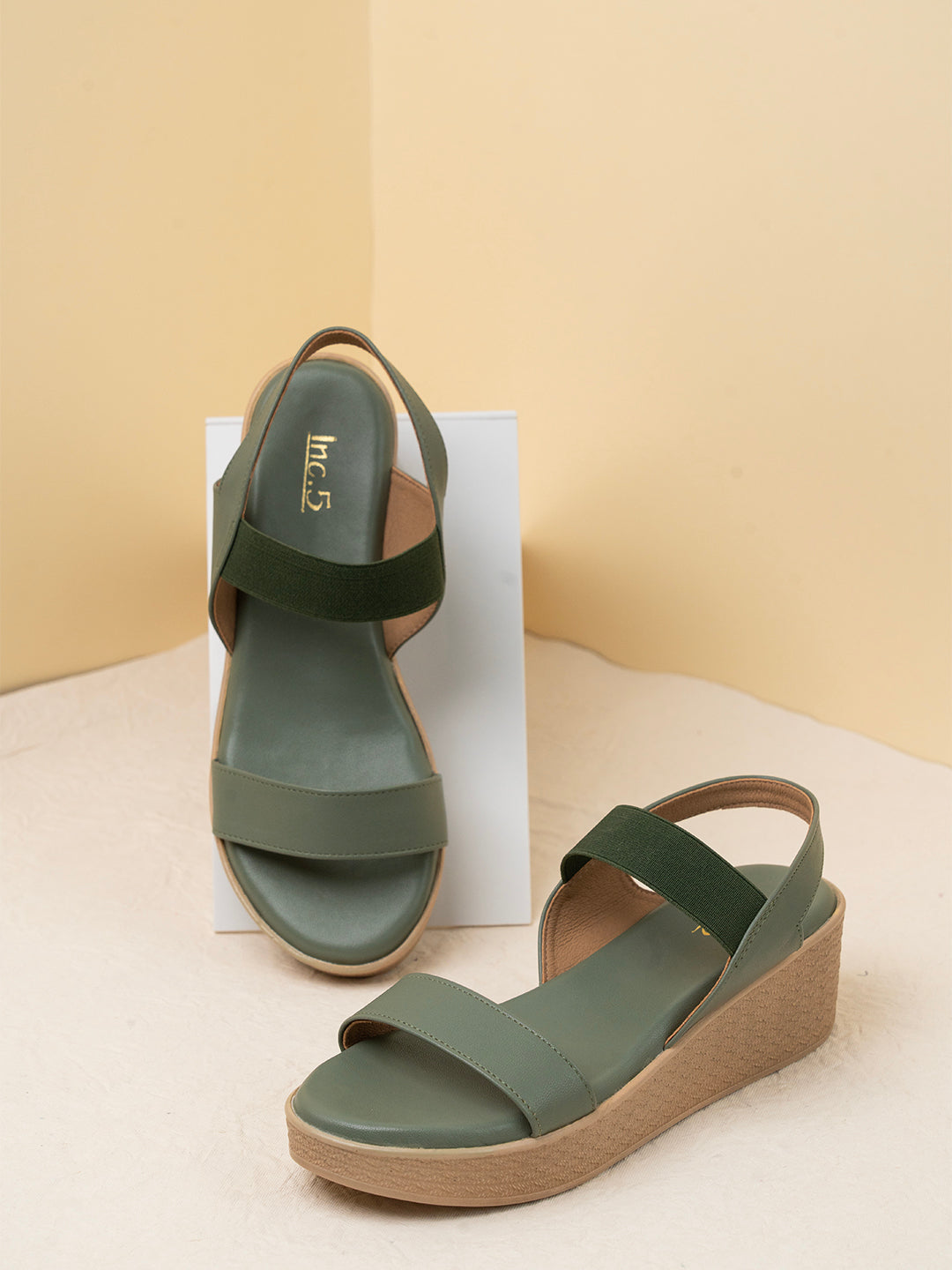 Womens Green Round Toe Party Wear Heel Sandals