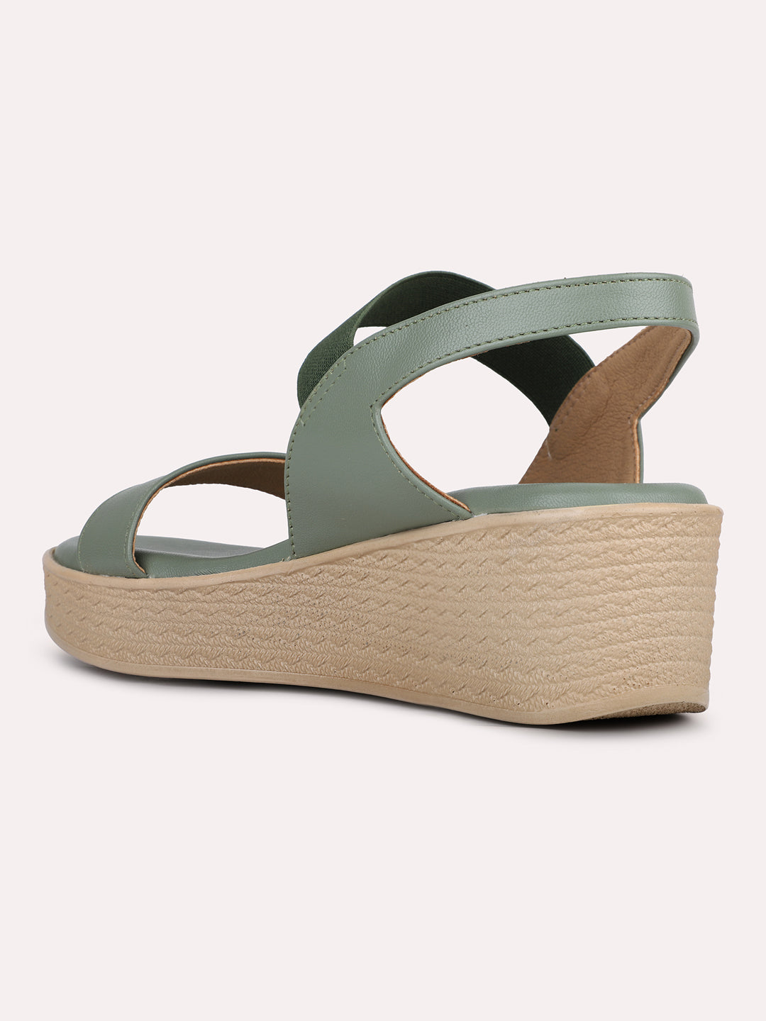 Womens Green Round Toe Party Wear Heel Sandals