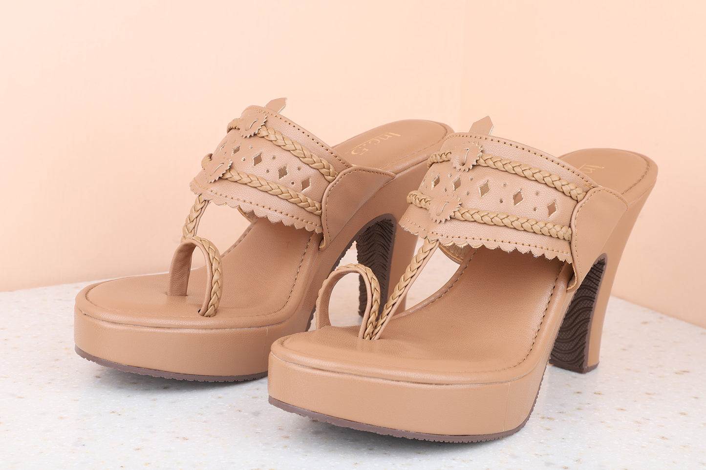 Women Beige Platform Heels