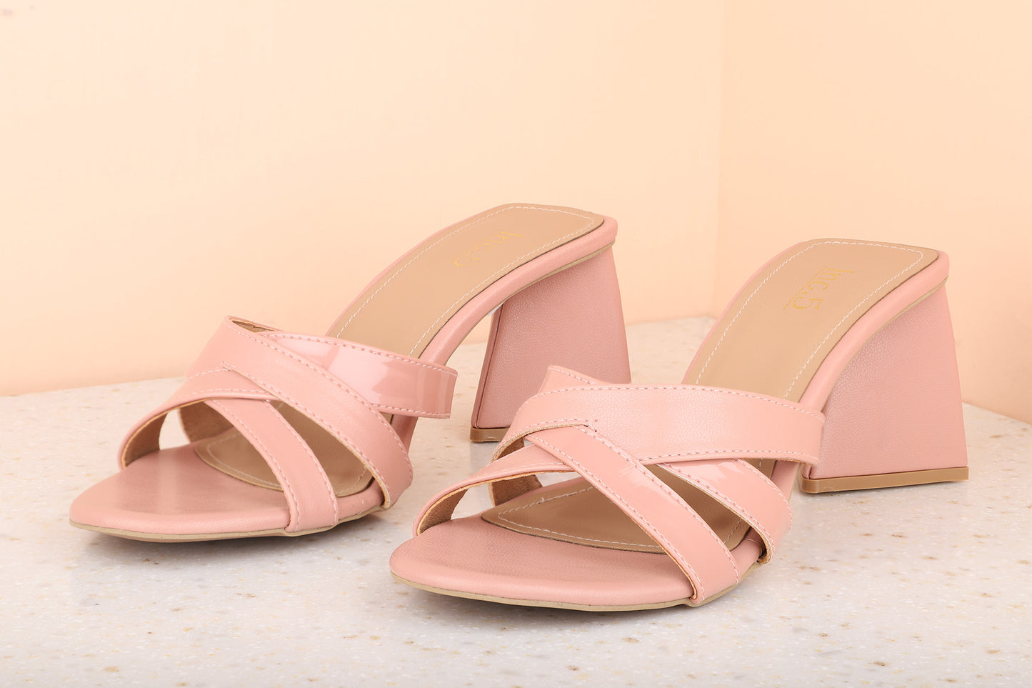 Women Peach Block Heels