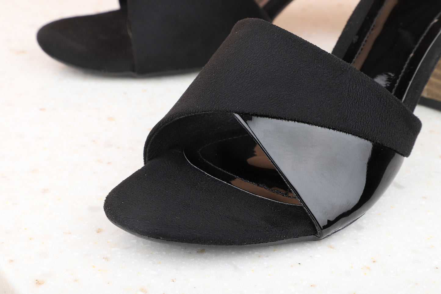 Women Black Ankle Loop Block Sandals