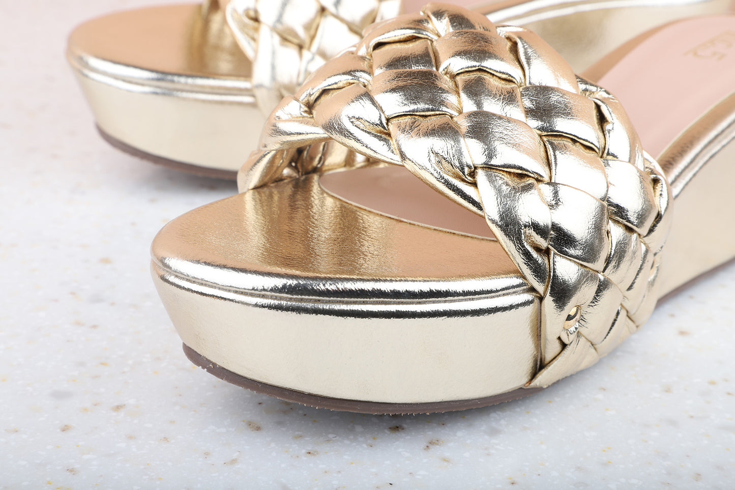 Women Gold Embellished Wedge Heels