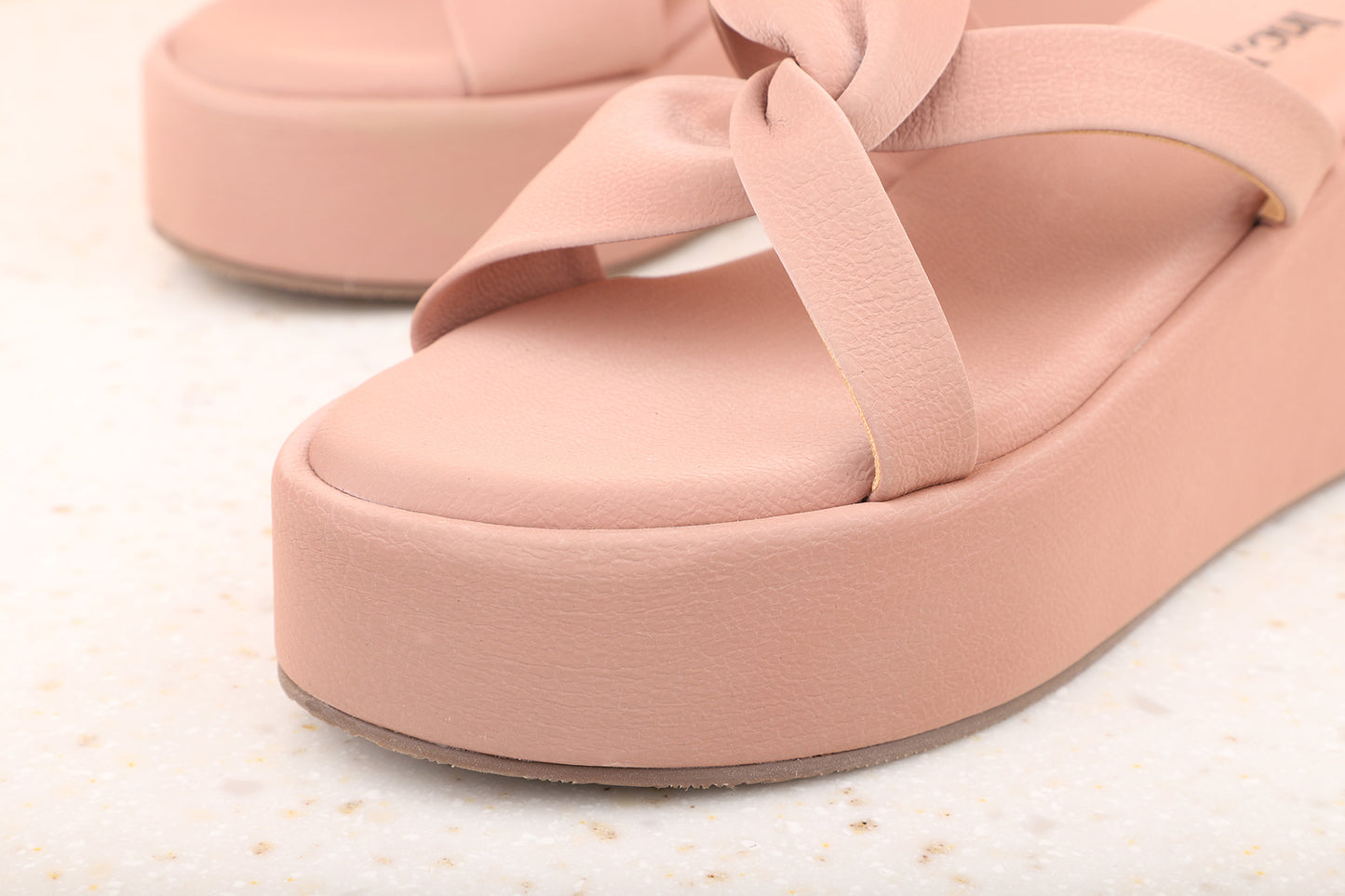 Women Peach Wedge Sandal Heels