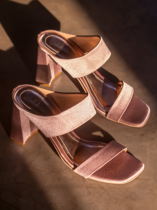 Women Rose Gold Textured Block Heels