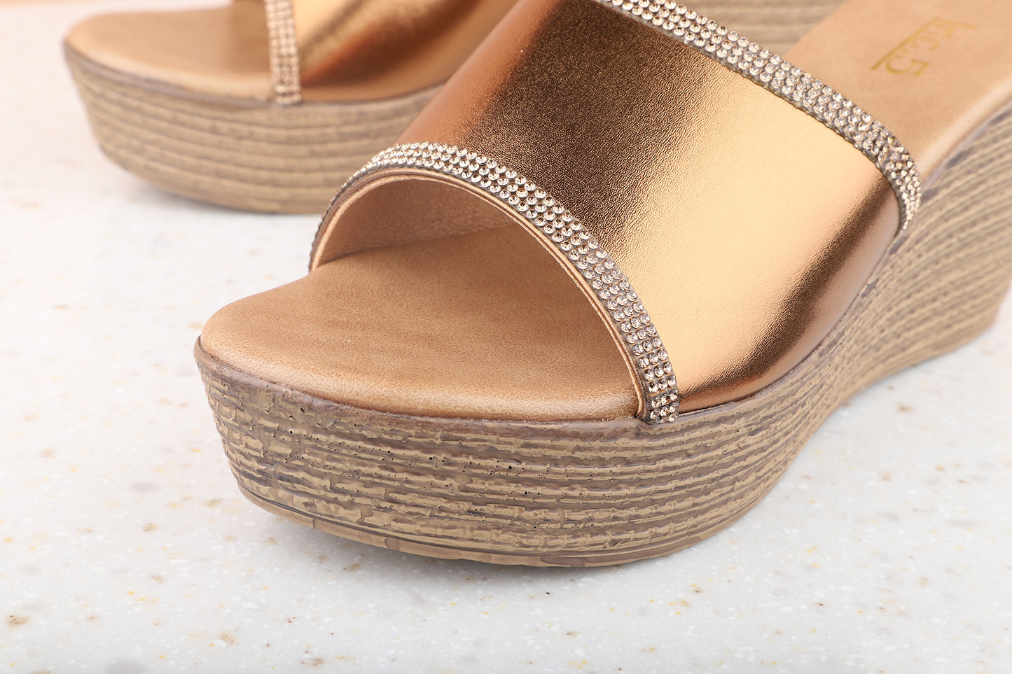 Women Bronze Embellished Wedge Heels