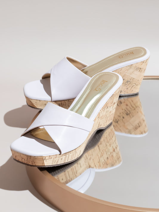 Women Lilac Open Toe Textured Detail Platform Heels