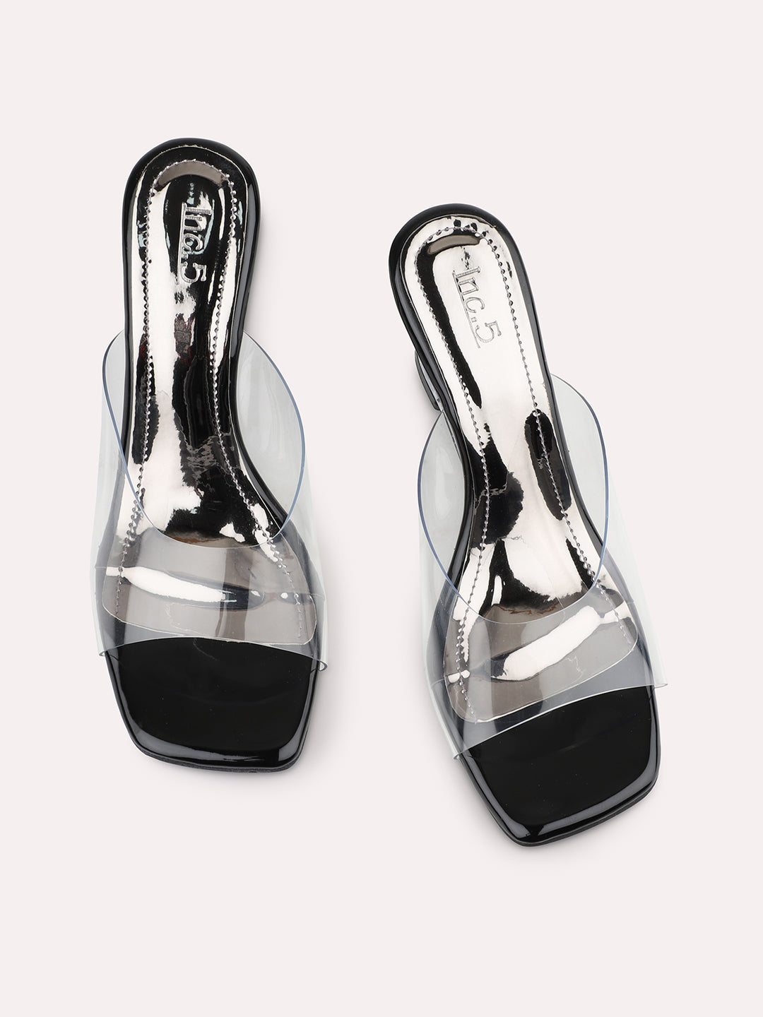 Women Black Transparent Wedge Heels