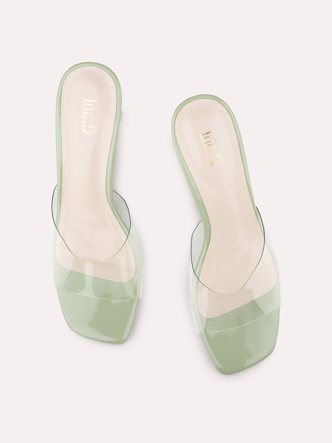 Women Pista & Transparent Open Toe Block Heels