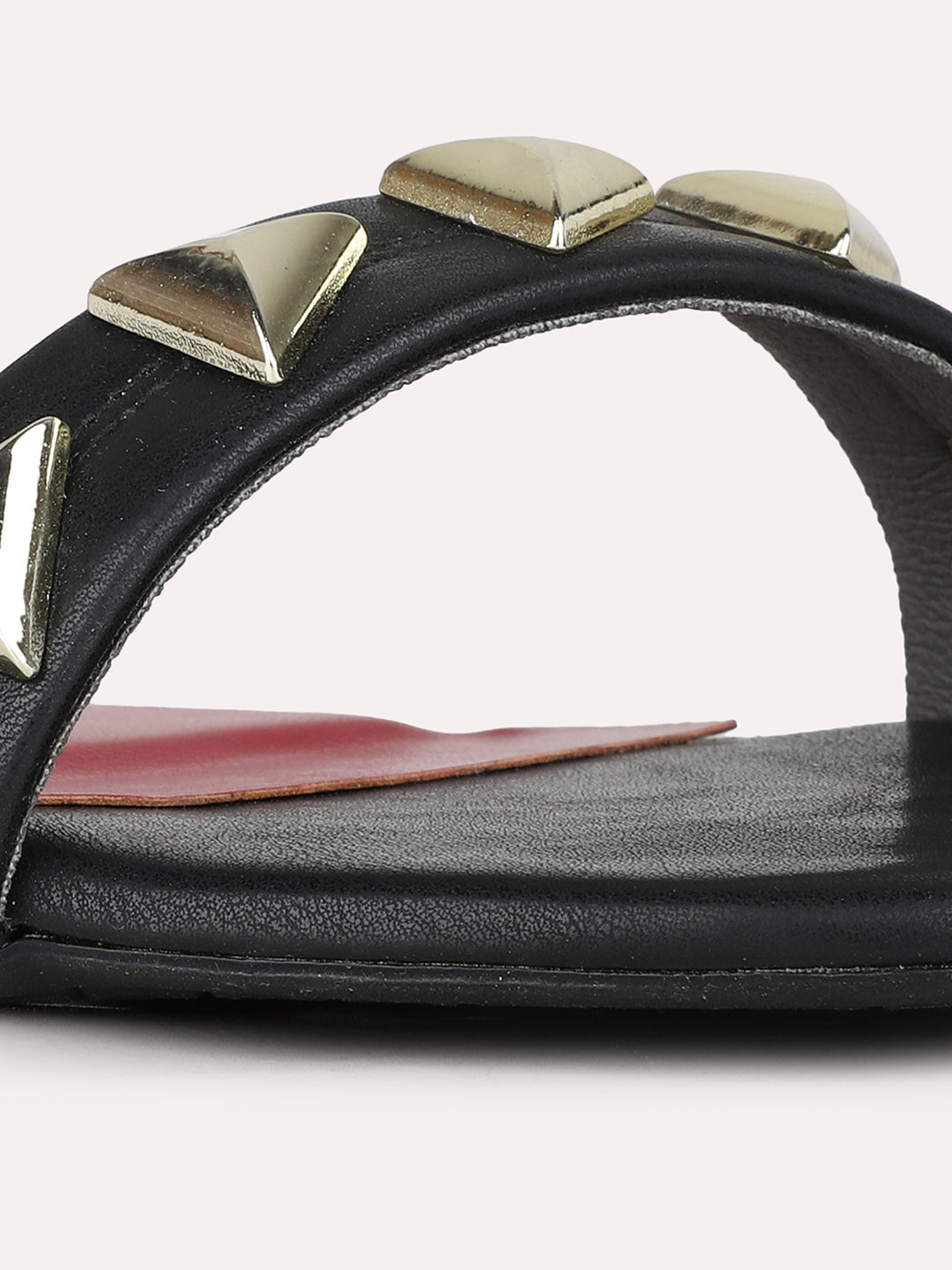 Women Black Casual Embellished Open Toe Flats