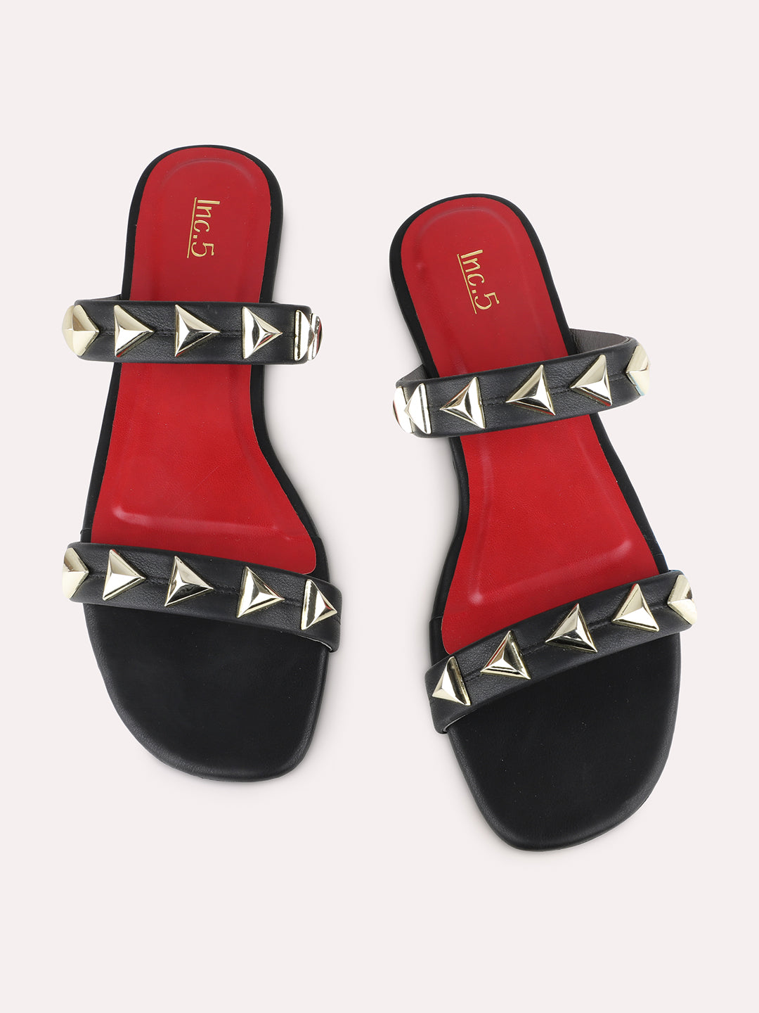 Women Black Casual Embellished Open Toe Flats