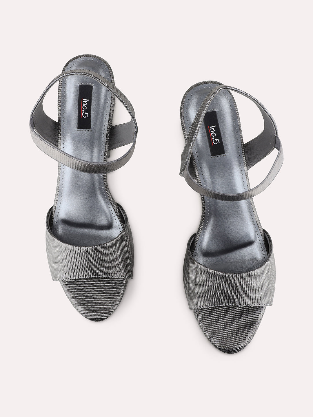 Womens Pewter Party Wear Solid Round Toe Platform Heel Sandals