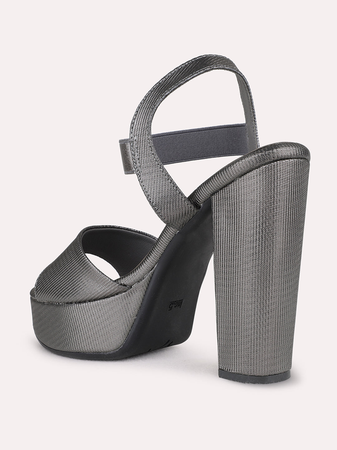 Womens Pewter Party Wear Solid Round Toe Platform Heel Sandals