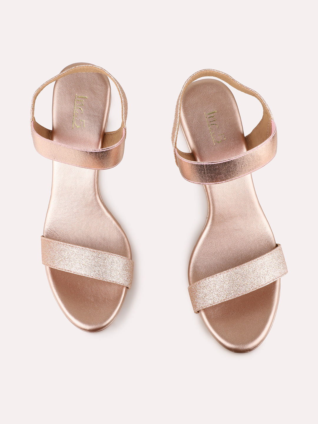 Womens Rose Gold Party Wear Solid Round Toe Stiletto Heel Sandals