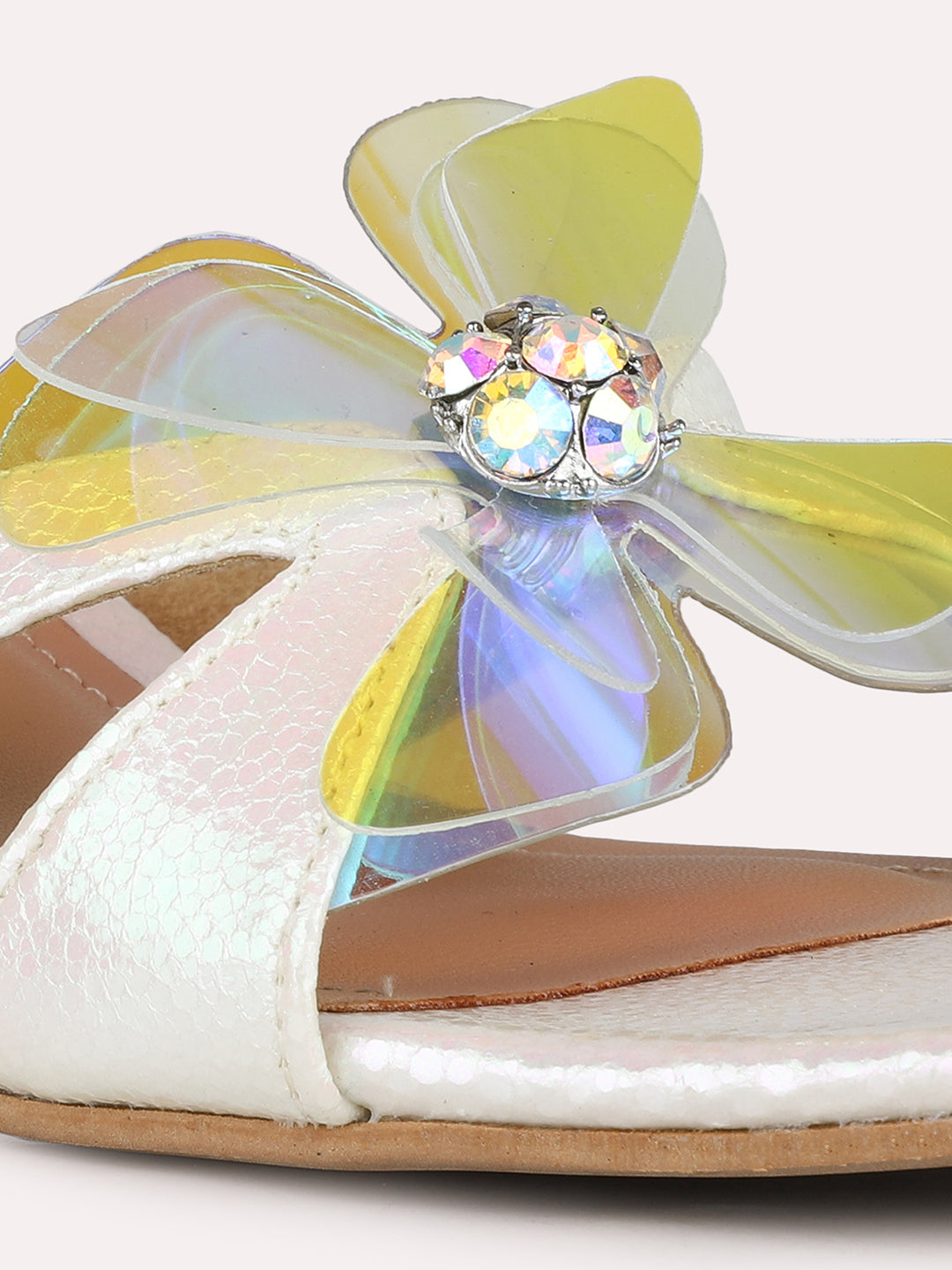 Women Ivory Party Wear Solid Round Toe Block Heel Sandals