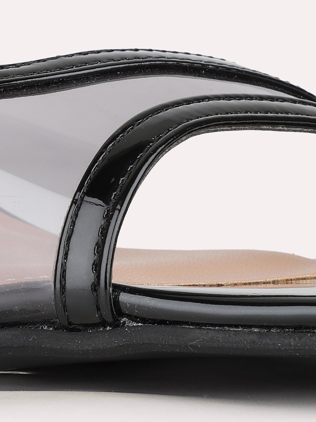 Women Black Party Wear Transparent Square Toe Block Heel Sandals