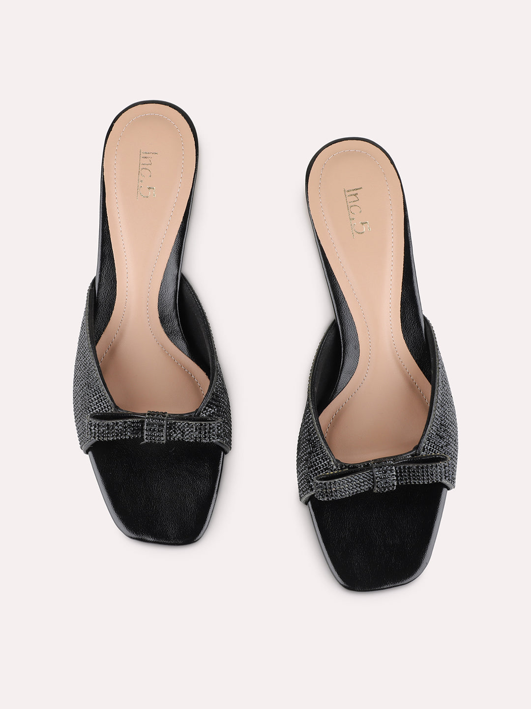 Womens Black Party Wear Solid Round Toe Block Heel Sandals