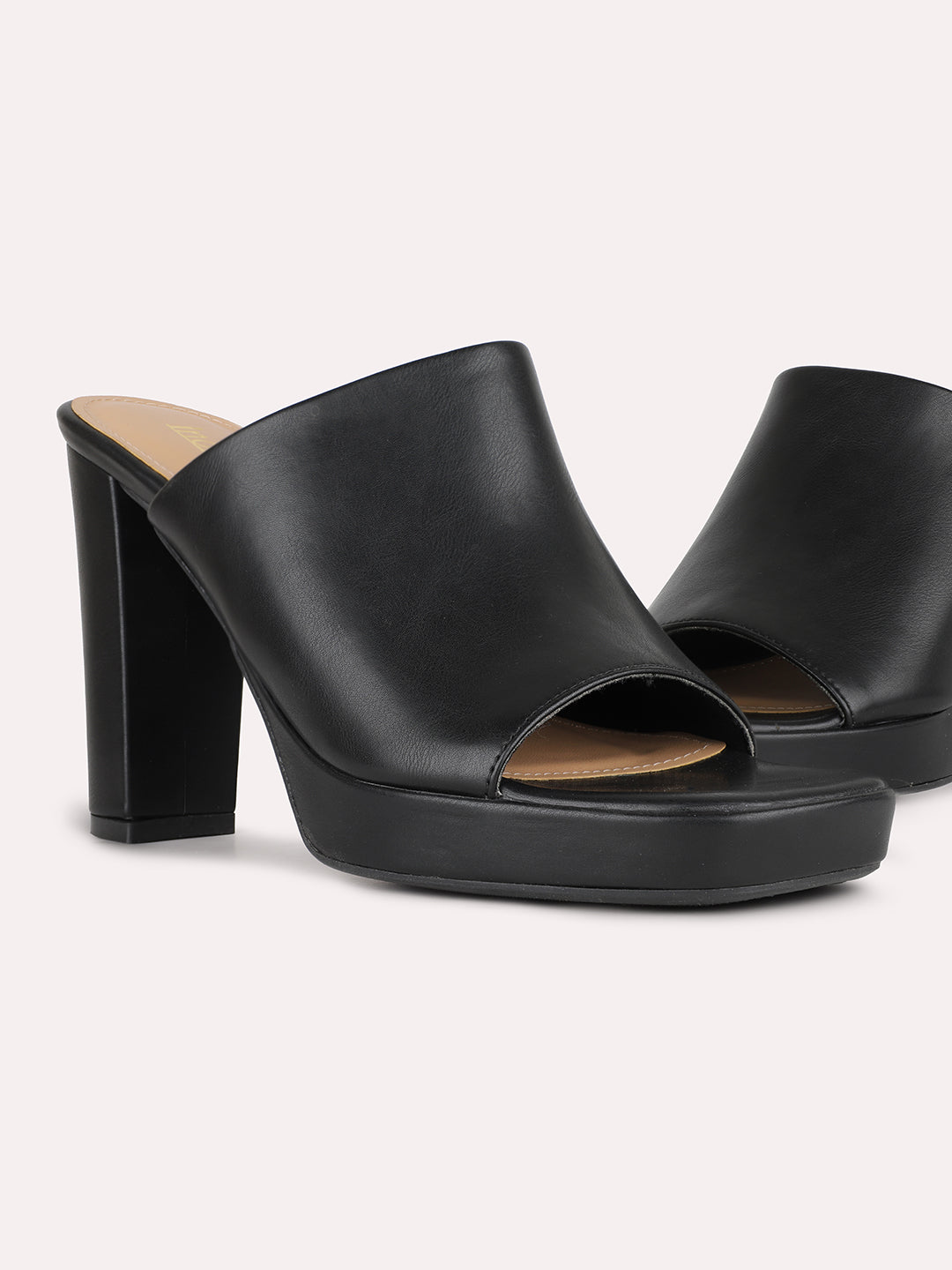 Women Black Party Wear Solid Round Toe Platform Heel Sandals