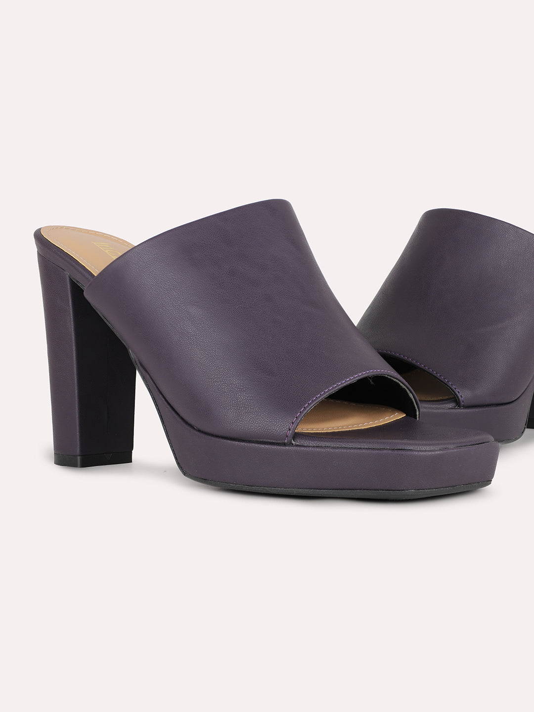 Women Purple Party Wear Solid Round Toe Platform Heel Sandals