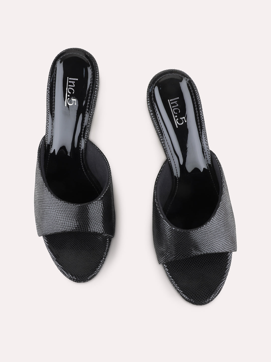 Womens Black Party Wear Solid Round Toe Stiletto Heels