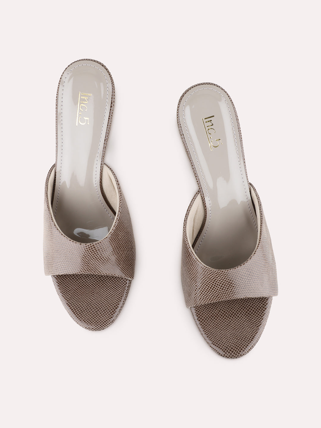 Womens Brown Party Wear Solid Round Toe Stiletto Heel Sandals