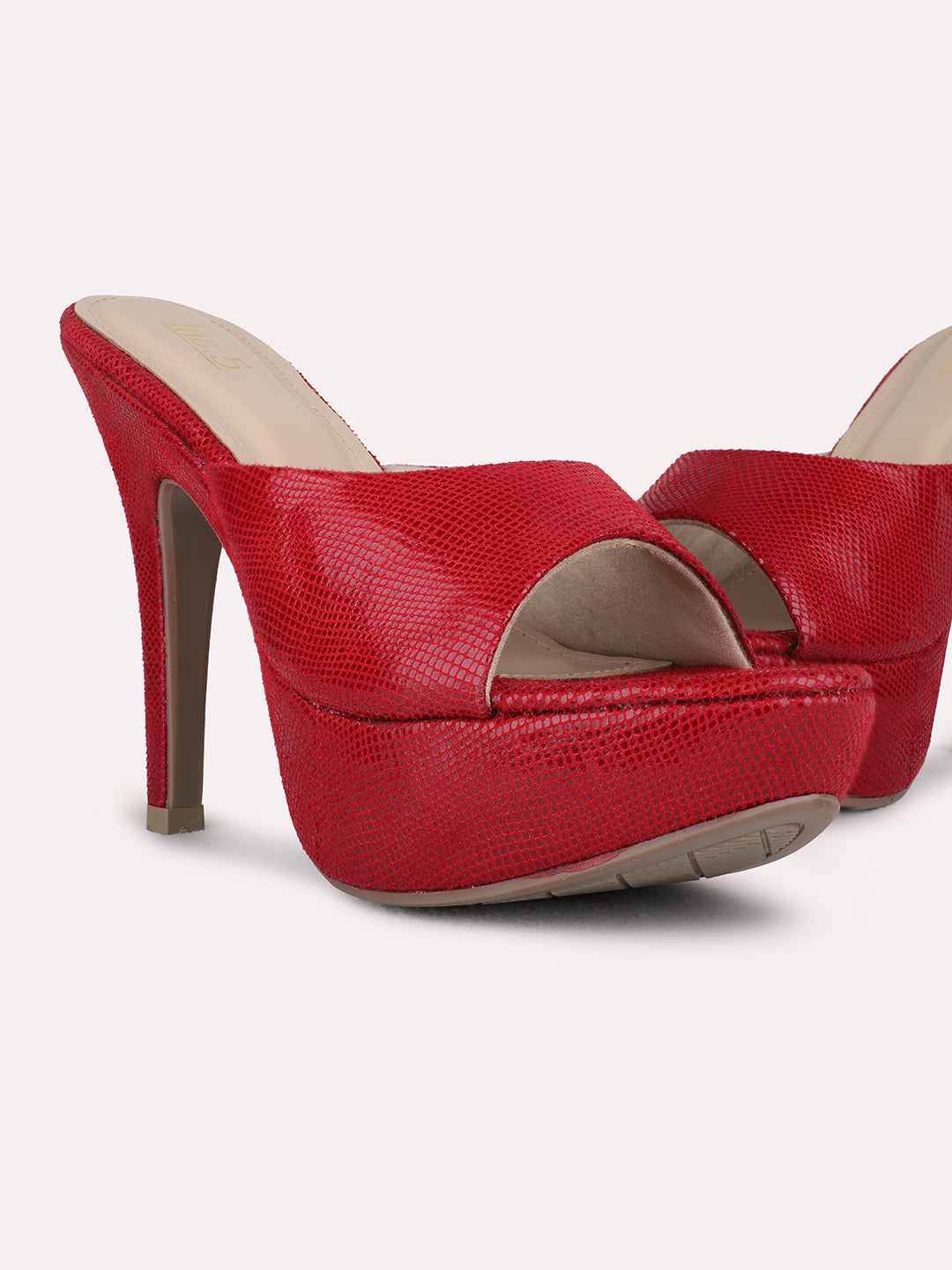 Womens Maroon Party Wear Solid Round Toe Stiletto Heel Sandals