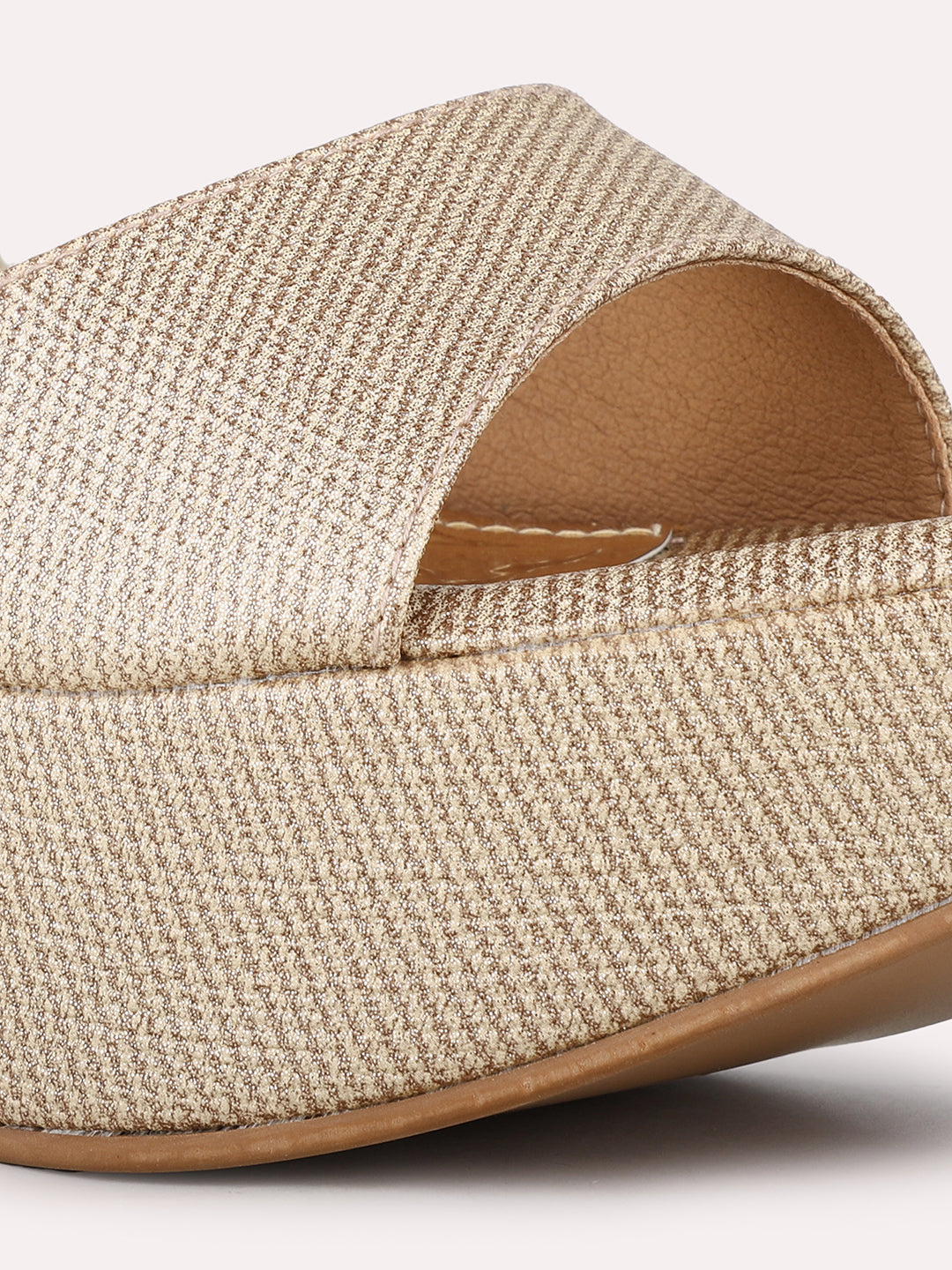 Women Golden Party Wear Embellished Round Toe Stiletto Heel Sandals