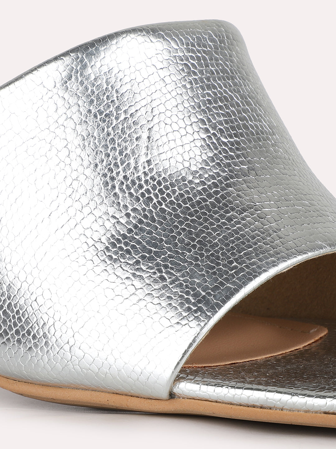 Women Silver Party Wear Solid Square Toe Block Heel Sandals