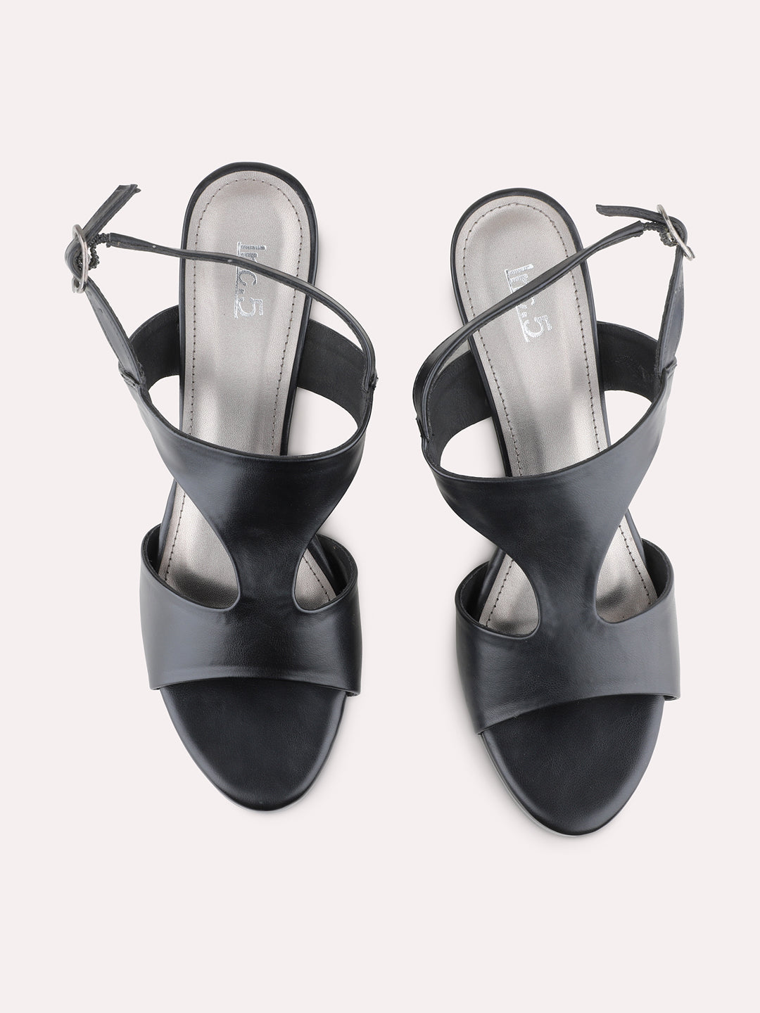 Womens Black Party Wear Solid Round Toe Platform Heel Sandals