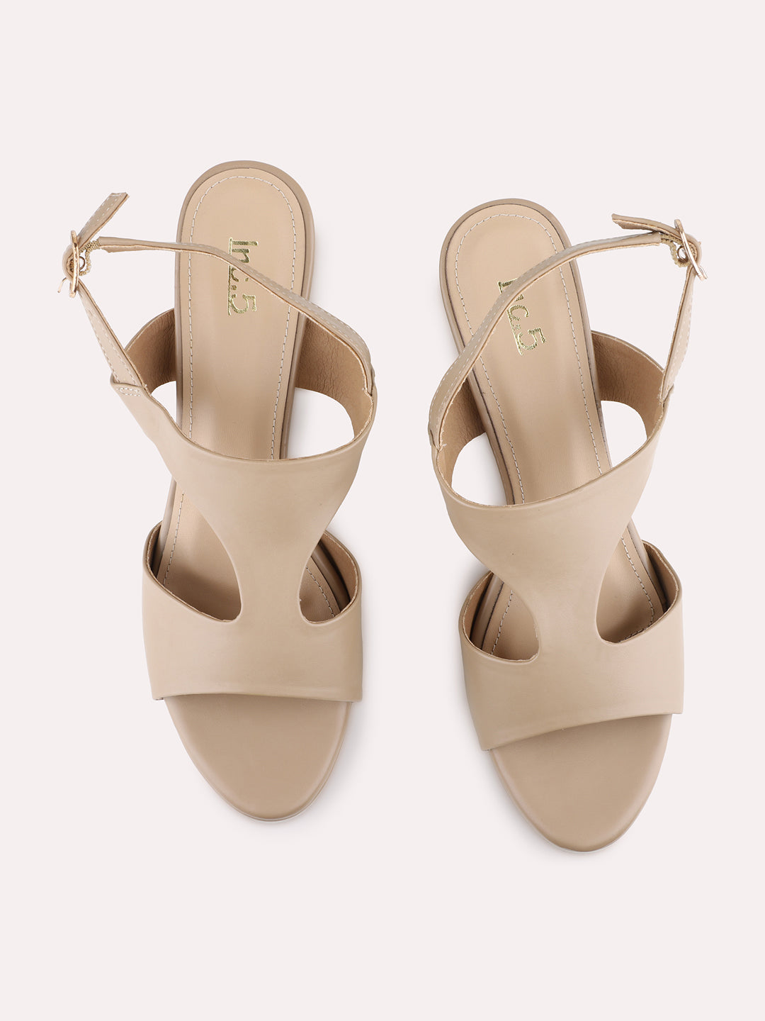 Womens Tan Party Wear Solid Round Toe Platform Heel Sandals