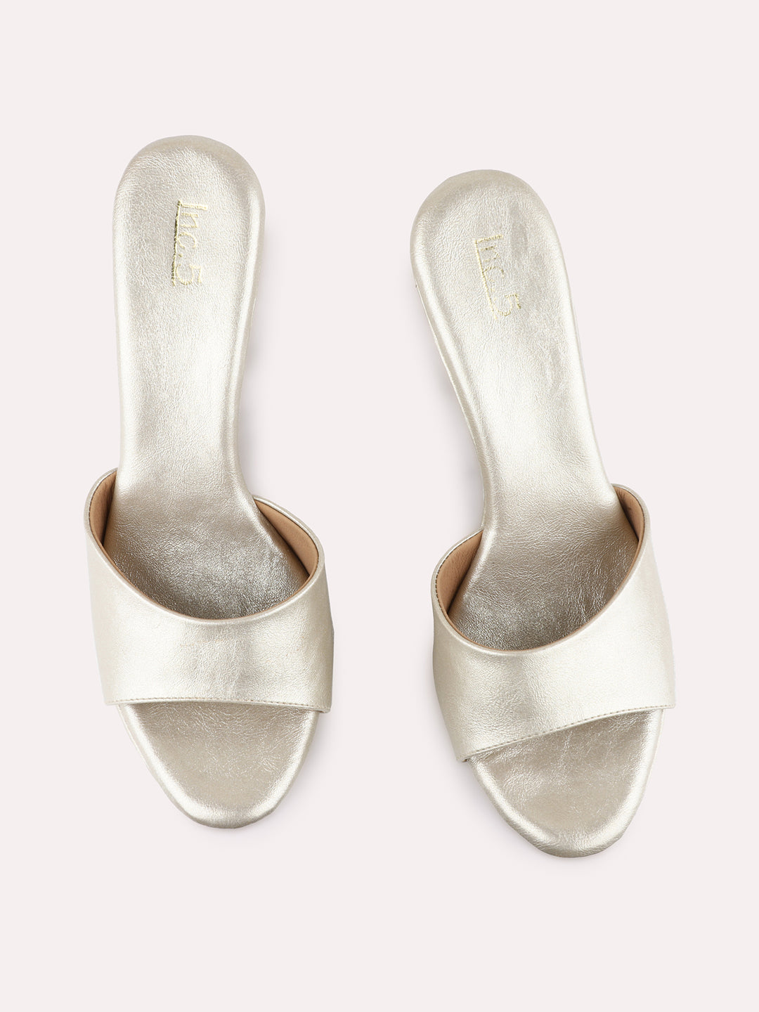 Womens Golden Party Wear Solid Pattern Stiletto Heel Sandals