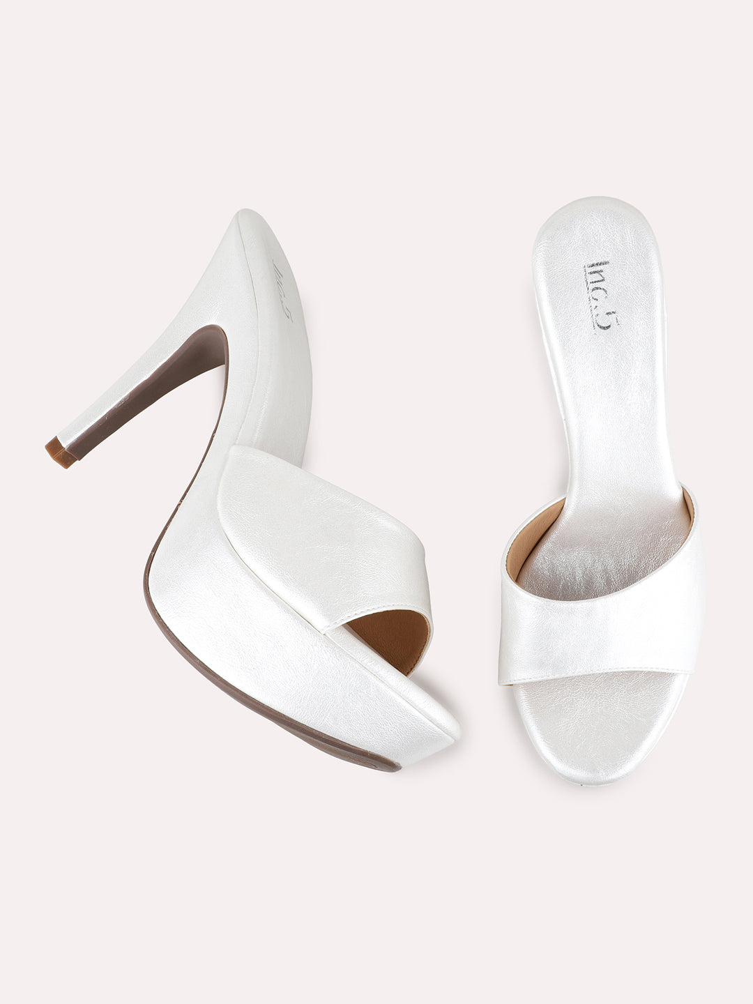Womens Silver Party Wear Solid Round Toe Platform Heels