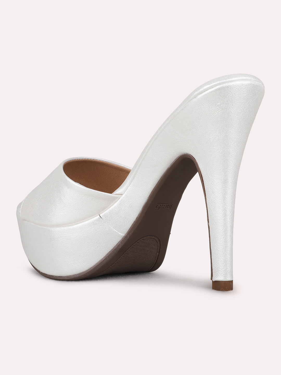 Womens Silver Party Wear Solid Round Toe Platform Heels