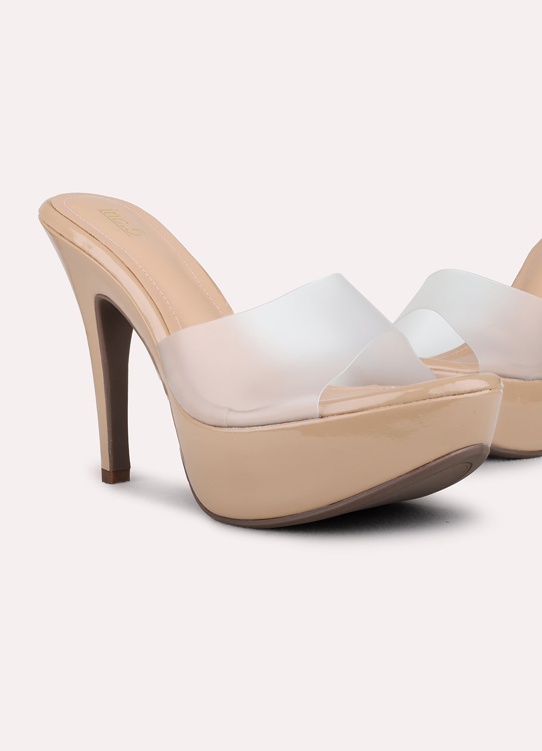 Womens Beige Party Wear Solid Stiletto Heel Sandals