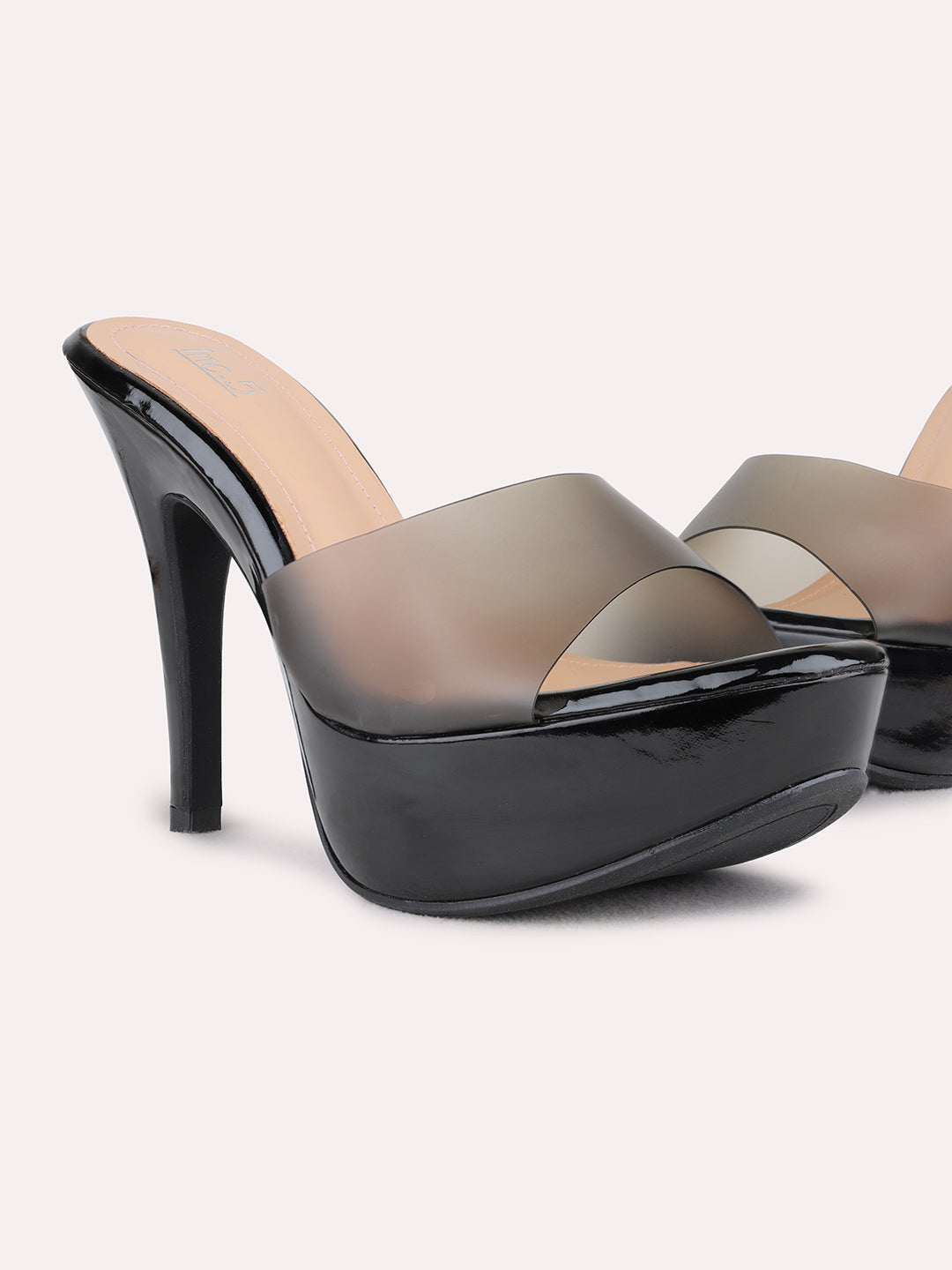 Womens Black Party Wear Solid Stiletto Heel Sandals