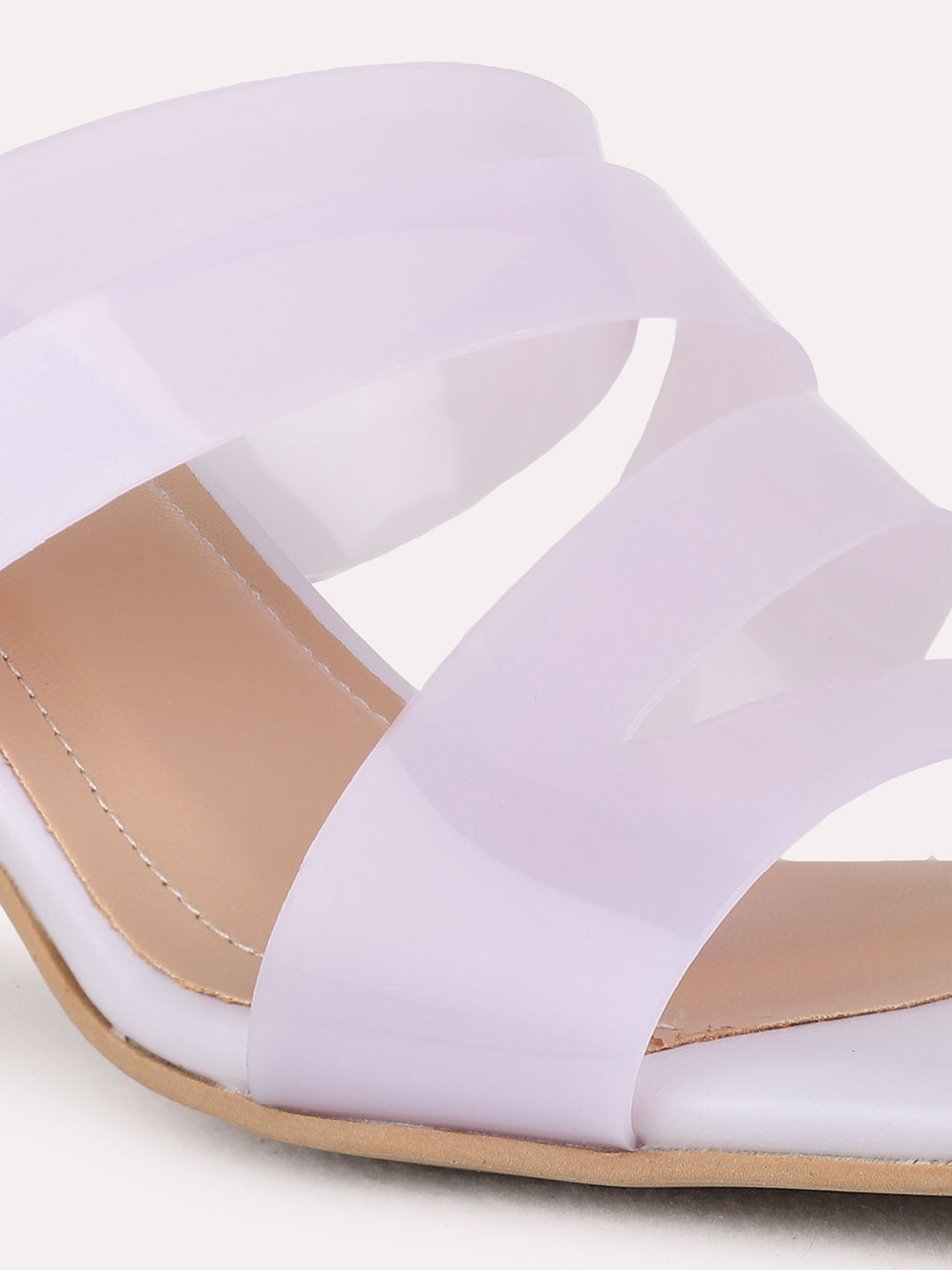 Womens Purple Casual Transparent Square Toe Block Heel Sandals