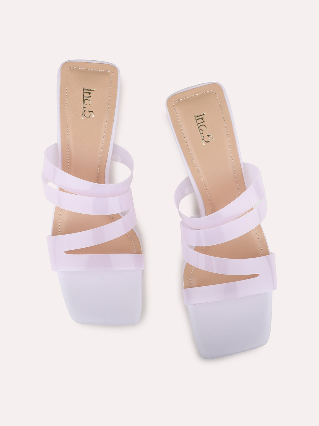 Womens Purple Casual Transparent Square Toe Block Heel Sandals