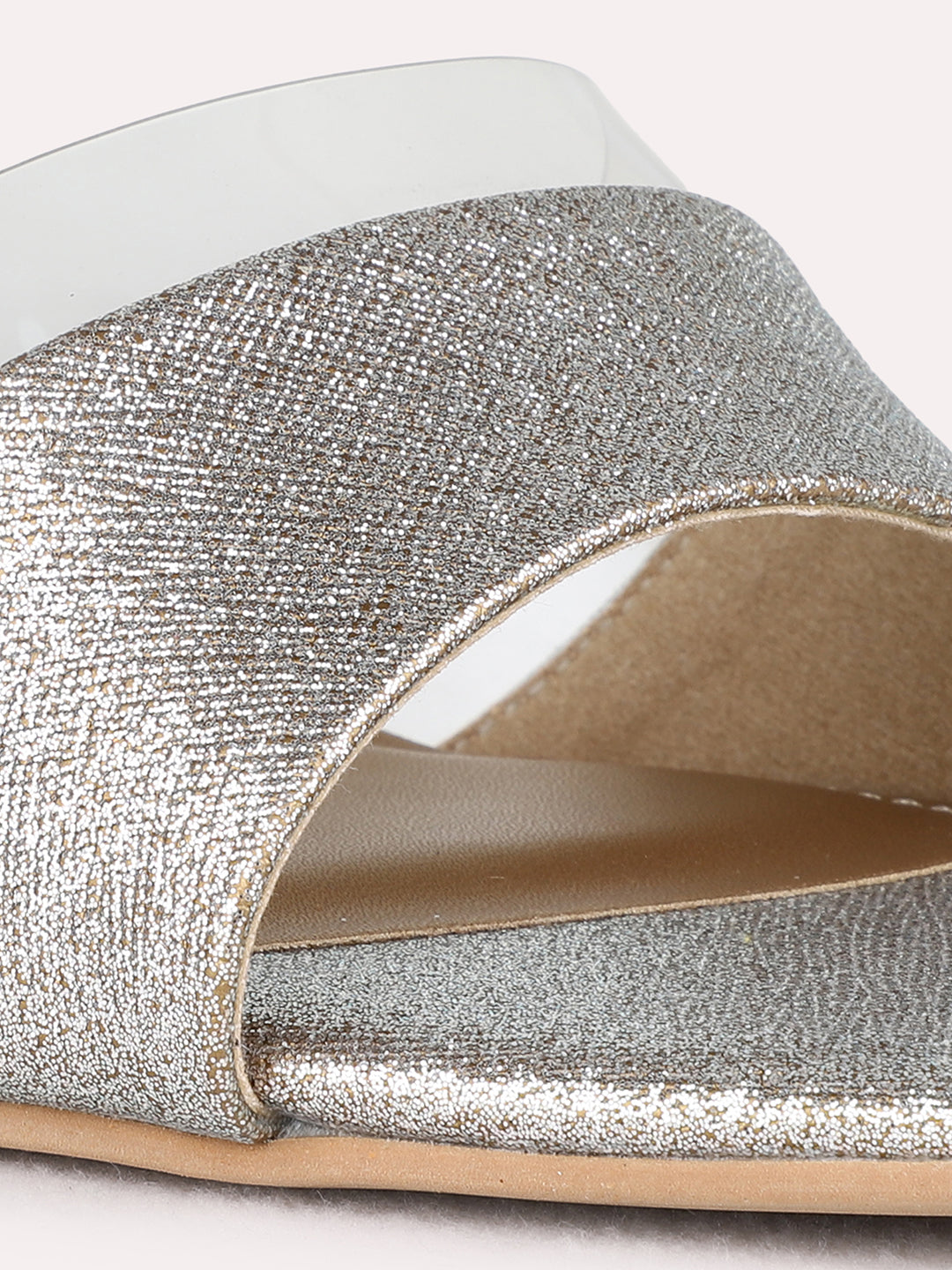 Womens Gold Party Wear Solid Square Toe Shape Block Heel Sandals