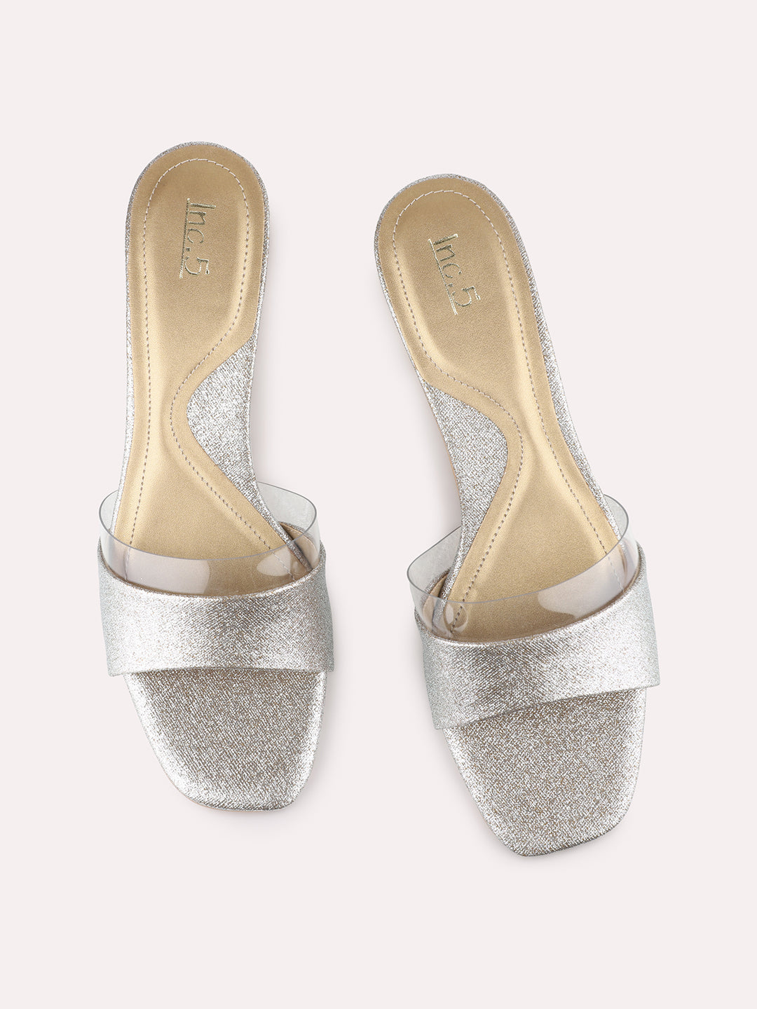 Womens Gold Party Wear Solid Square Toe Shape Block Heel Sandals