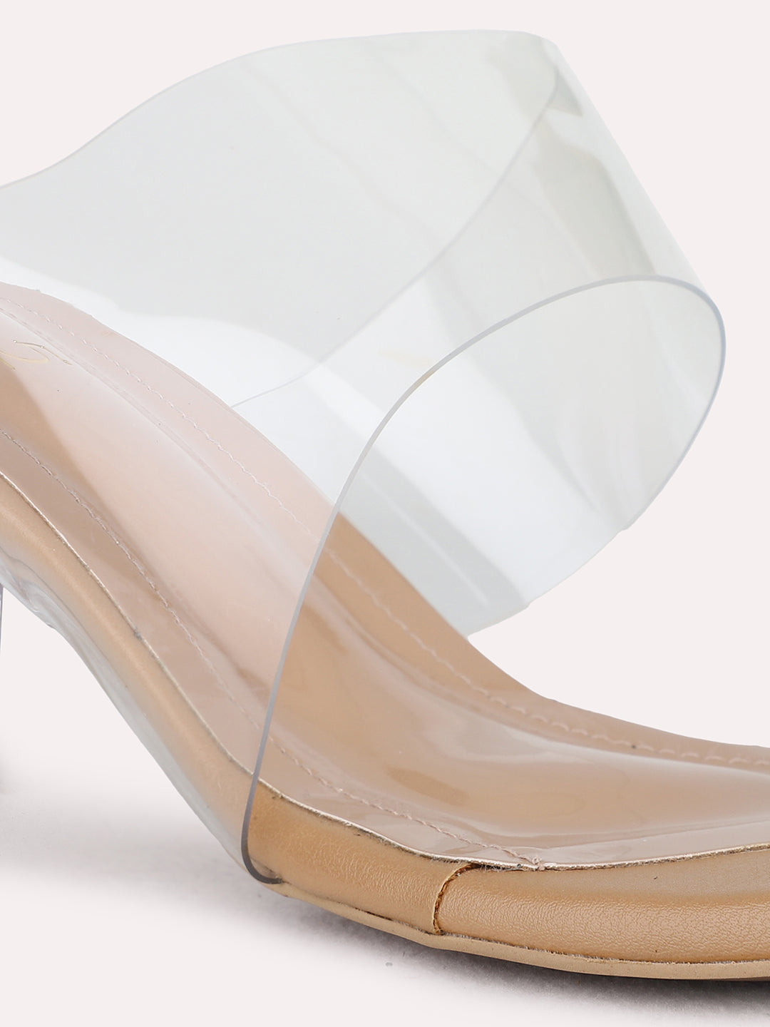 Womens Beige Party Wear Solid Pattern Block Heels