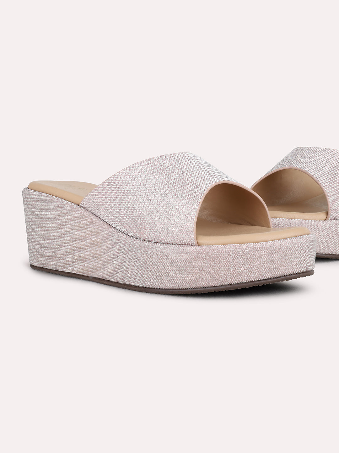 Womens Rose Gold Party Wear Solid Wedge Heel Sandals