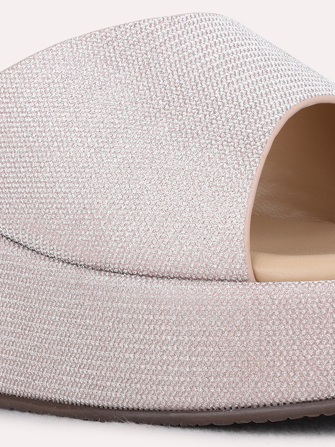Womens Rose Gold Party Wear Solid Round Toe Wedge Heels