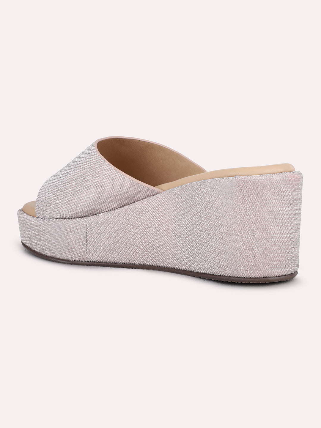 Womens Rose Gold Party Wear Solid Round Toe Wedge Heels