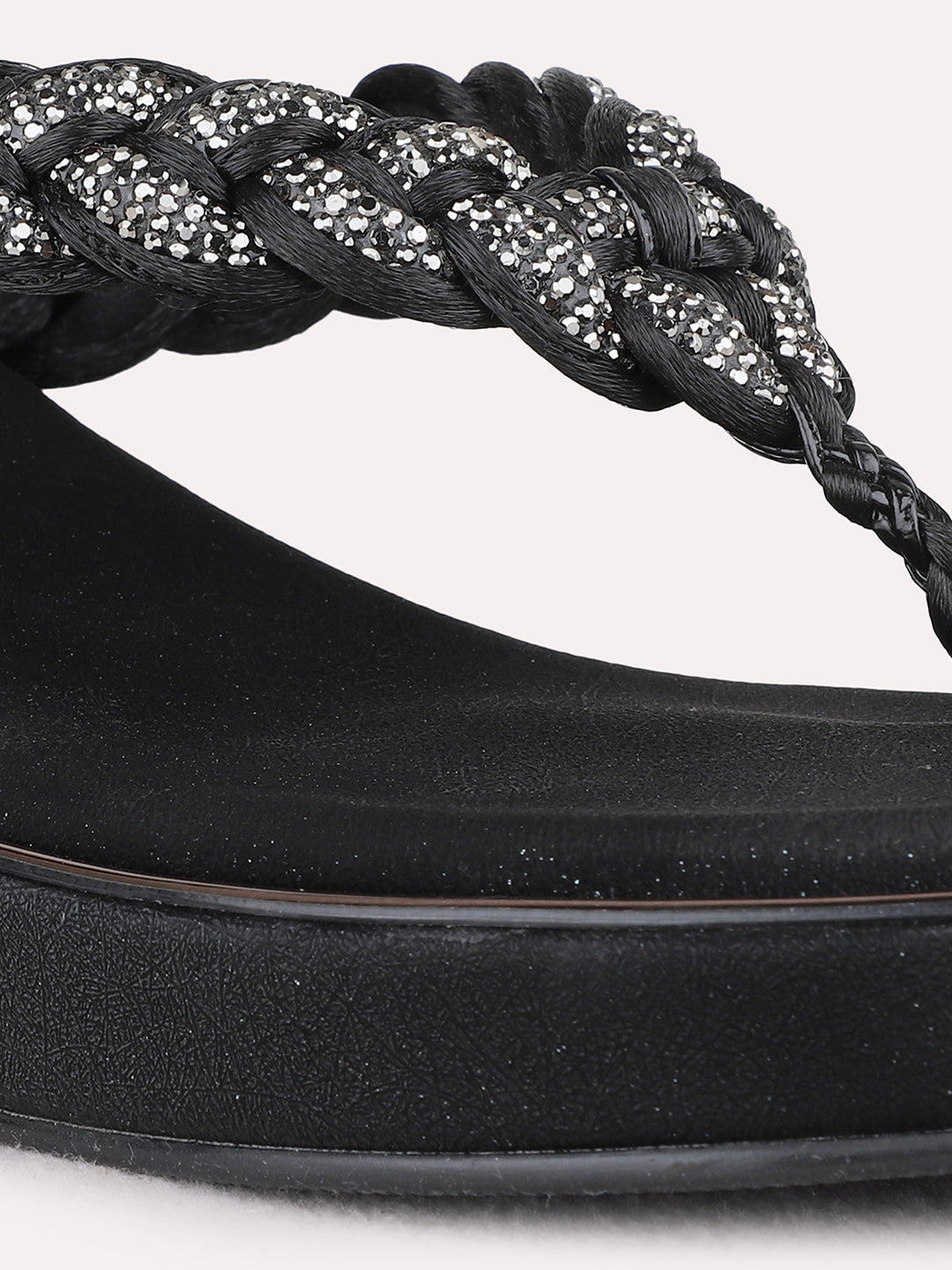 Womens Black Ethnic Embellished Wedges Sandal