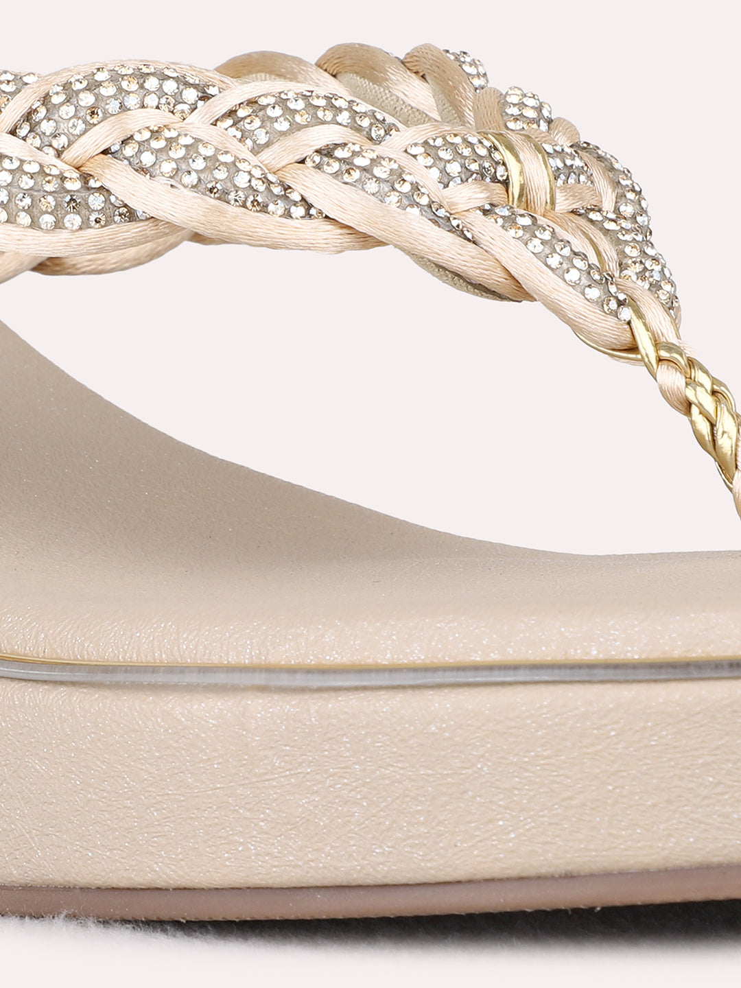 Womens Golden Ethnic Wedge Heel Sandals