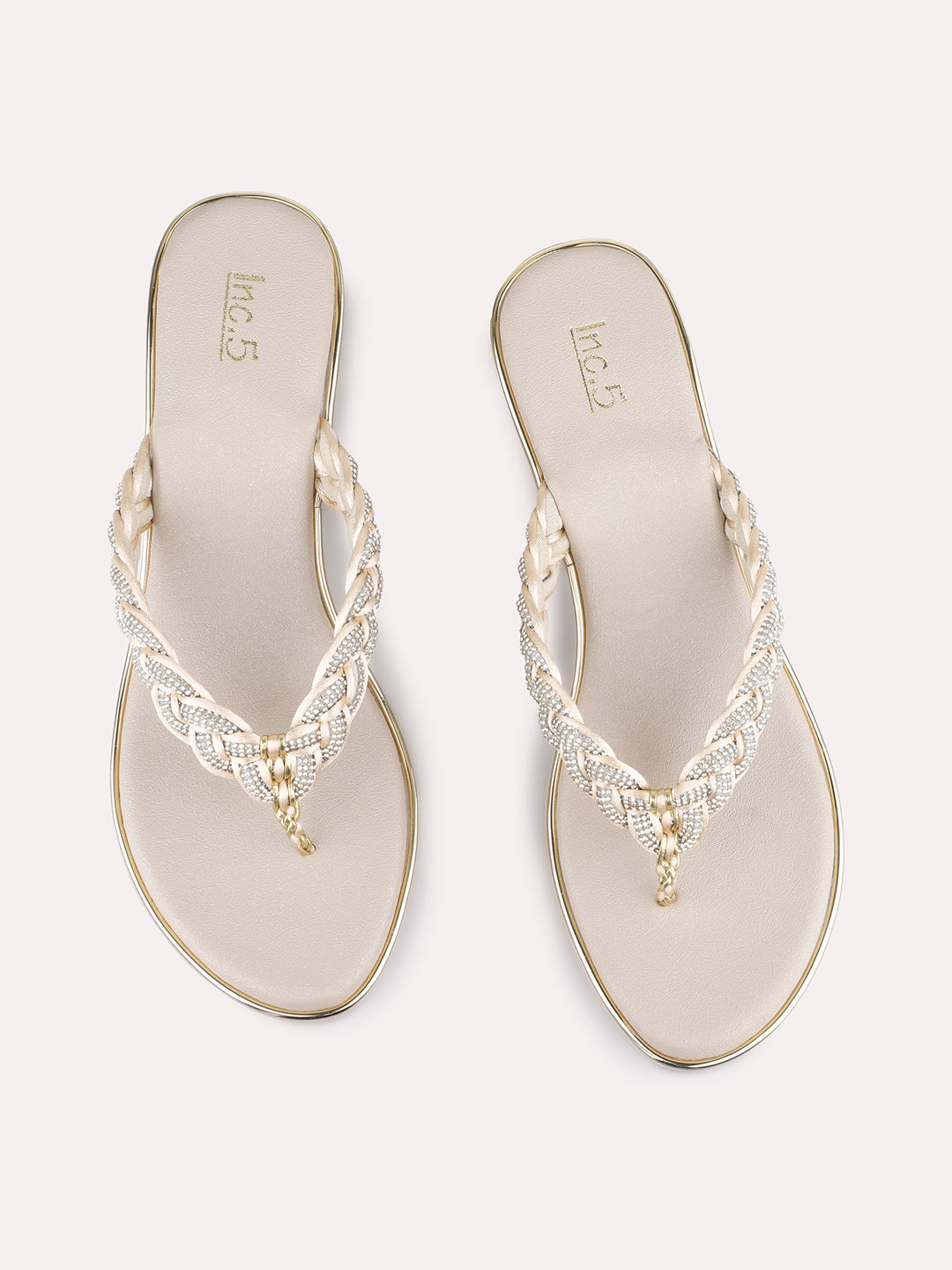 Womens Golden Ethnic Wedge Heel Sandals