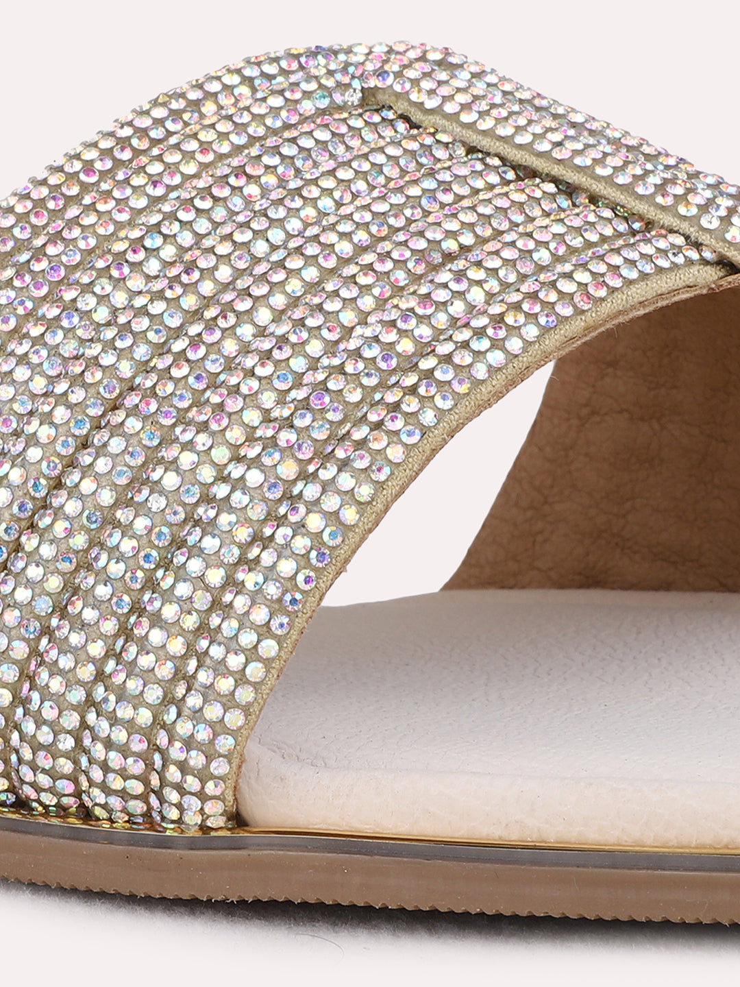 Womens Multi Ethnic Embellished Open Toe Flat Slip-On Sandals