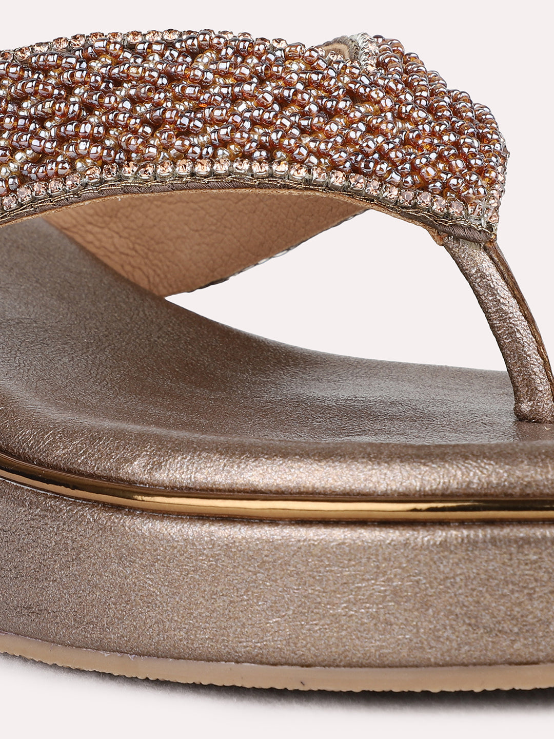 Womens Golden Ethnic Embellished Pattern Wedges Sandal