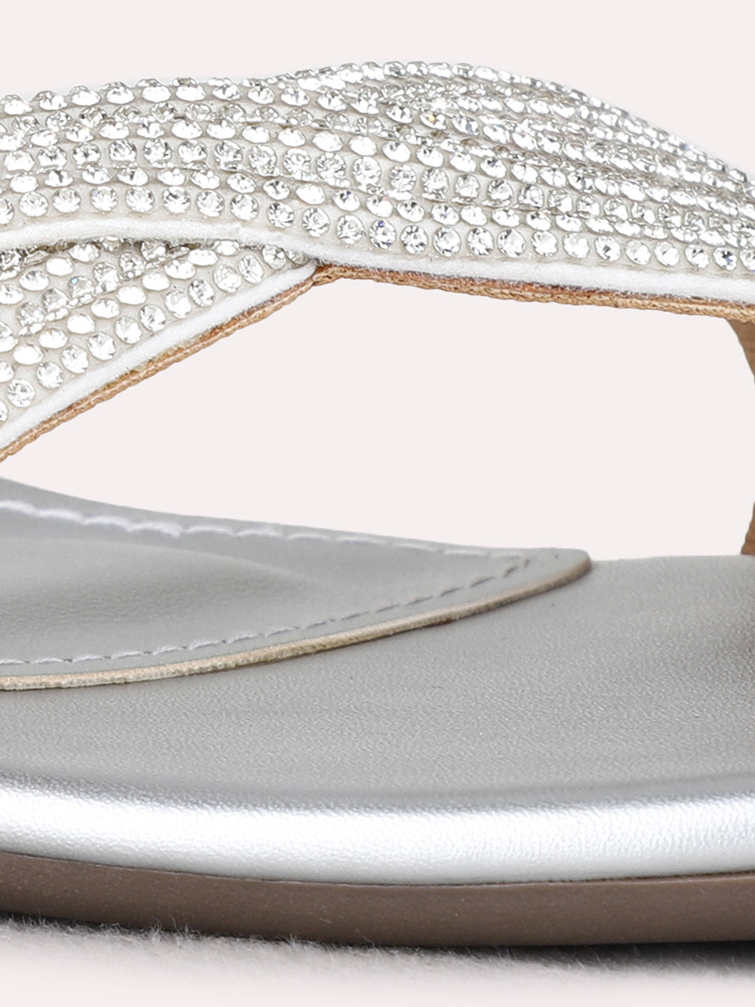 Womens Silver Ethnic Embellished Round Toe Block Heels